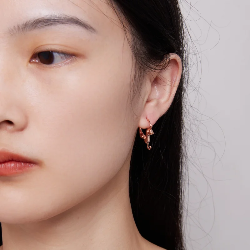 (image for) Pandora Style Cat Hoop Earrings - SCE1488-LC - View 6