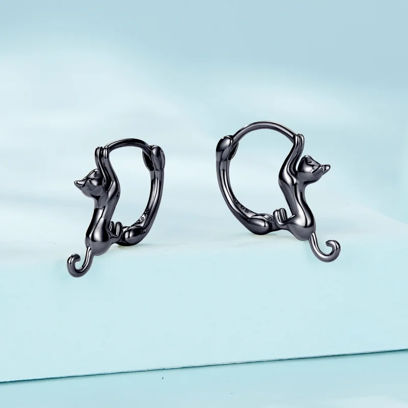 (image for) Pandora Style Cat Hoop Earrings - SCE1488-LD - View 2