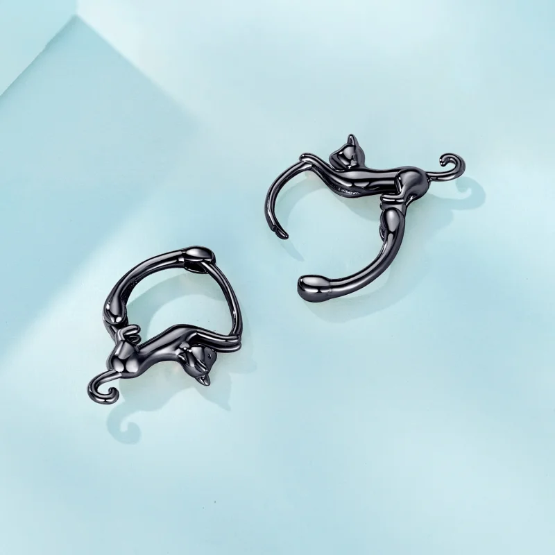 (image for) Pandora Style Cat Hoop Earrings - SCE1488-LD - View 3