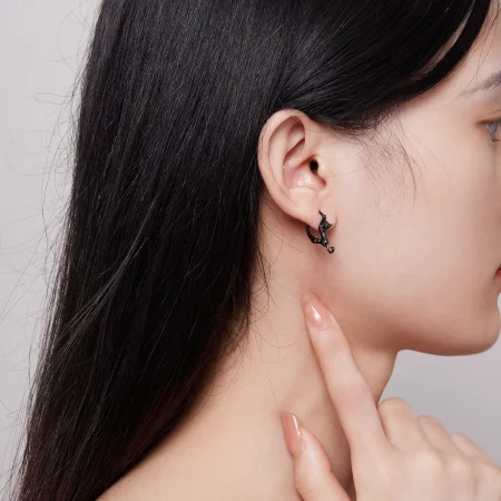 Pandora Style Cat Hoop Earrings - SCE1488-LD