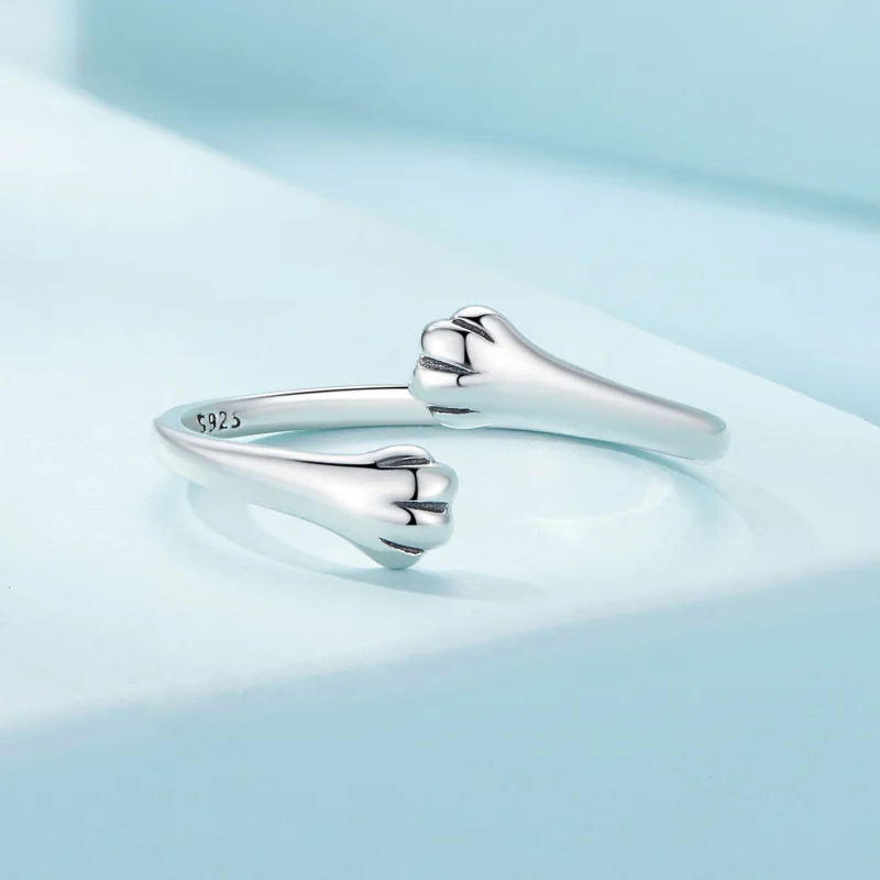 (image for) Pandora Style Cat Hug Open Ring - SCR961-E - View 3