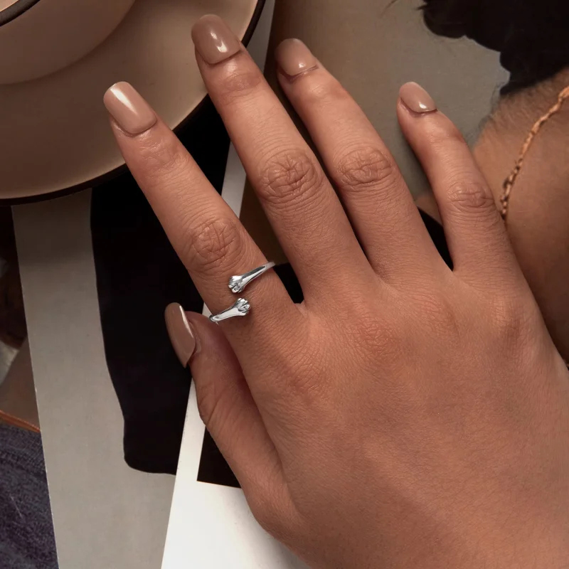 (image for) Pandora Style Cat Hug Open Ring - SCR961-E - View 5