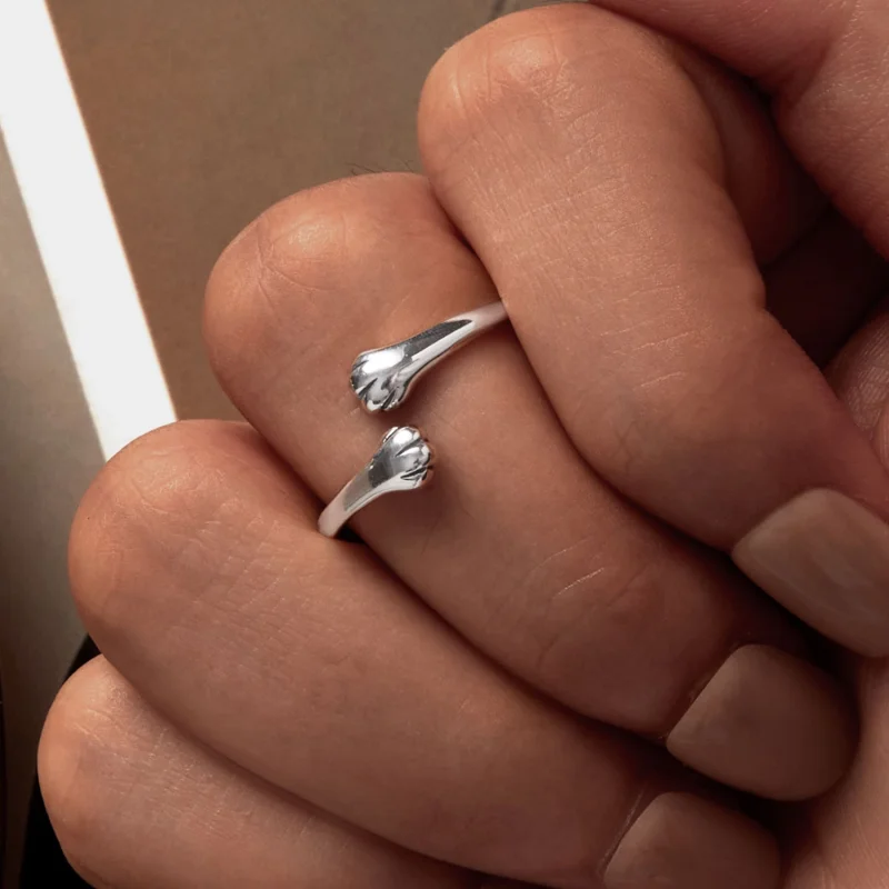 (image for) Pandora Style Cat Hug Open Ring - SCR961-E - View 6