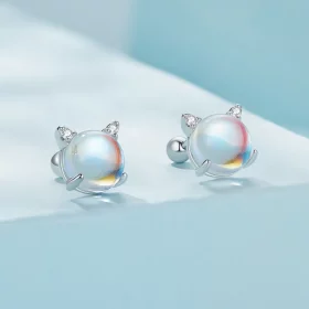 Pandora Style Cat Moonstone Studs Earrings - SCE1622 Pandora Style Cat Moonstone Studs Earrings - SCE1622