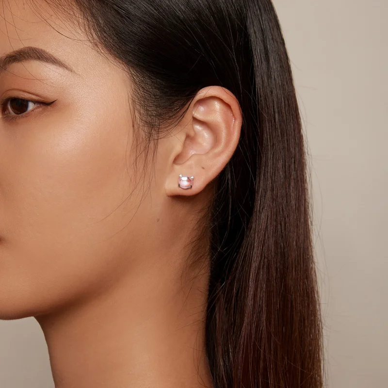 (image for) Pandora Style Cat Moonstone Studs Earrings - SCE1622 - View 6