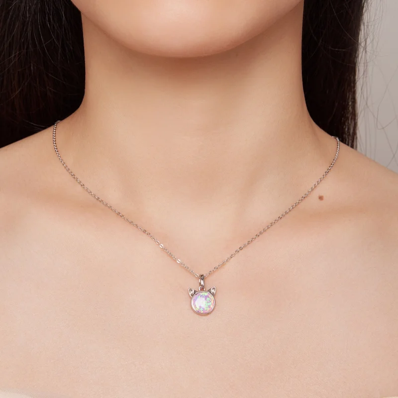 (image for) Pandora Style Cat Opal Necklace - SCN496 - View 6