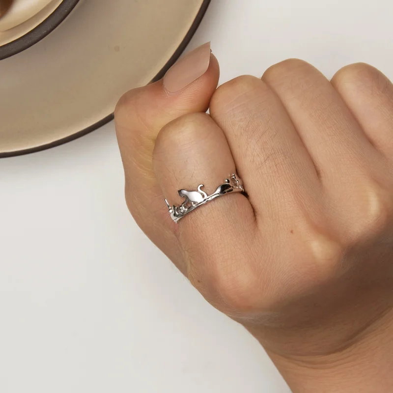 (image for) Pandora Style Cat Open Ring - SCR944-E - View 2