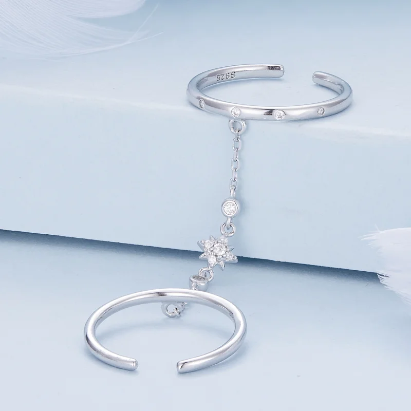 (image for) Pandora Style Chain Double Open Ring Open Ring - BSR405 - View 3