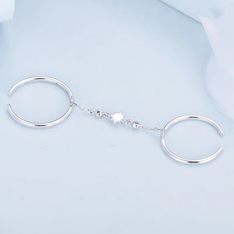 (image for) Pandora Style Chain Double Open Ring Open Ring - BSR405 - View 4