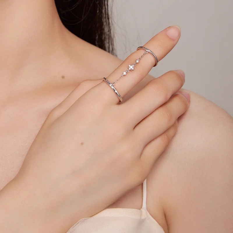 (image for) Pandora Style Chain Double Open Ring Open Ring - BSR405 - View 5