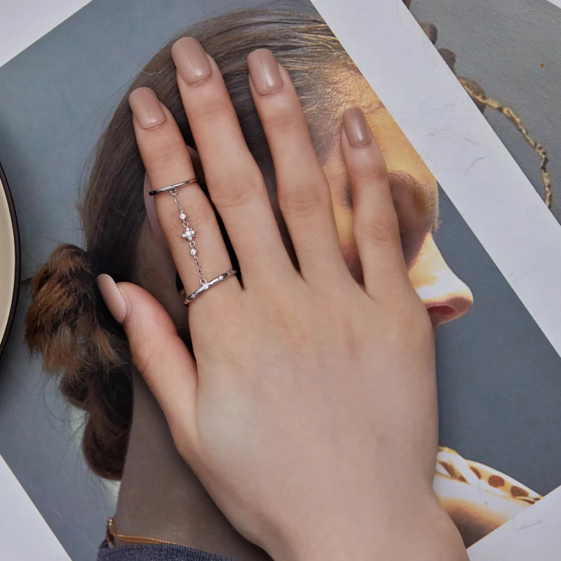 (image for) Pandora Style Chain Double Open Ring Open Ring - BSR405 - View 6