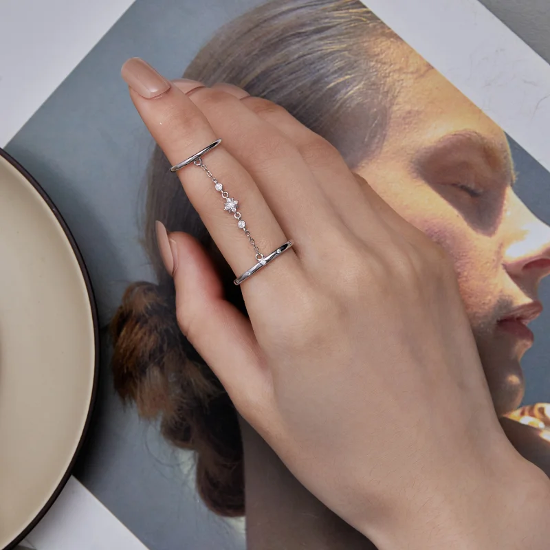 (image for) Pandora Style Chain Double Open Ring Open Ring - BSR405 - View 7