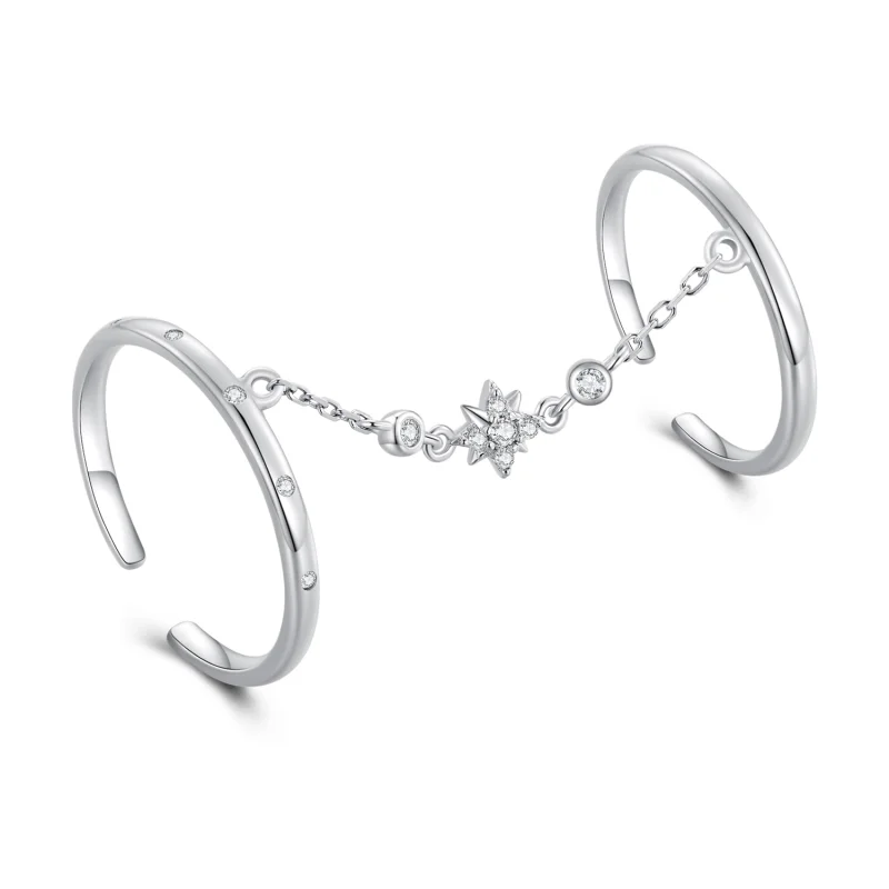 (image for) Pandora Style Chain Double Open Ring Open Ring - BSR405 - View 8