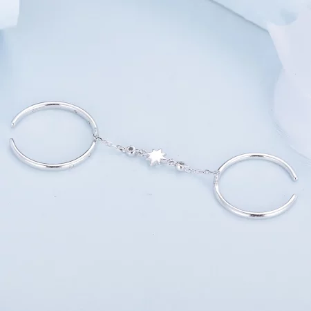 Pandora Style Chain Double Ring Open Ring - BSR405