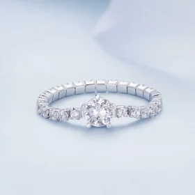 Pandora Style Chain Five Claw Zirconia Ring - BSR411