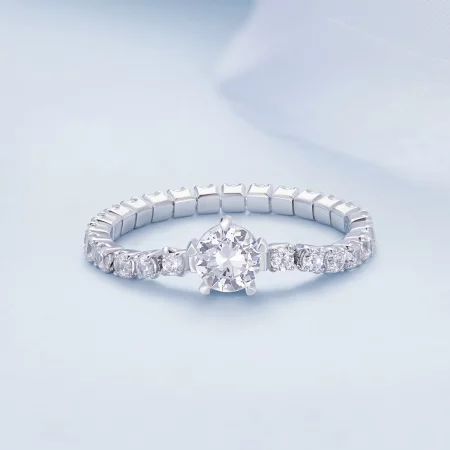 Pandora Style Chain Five Claw Zirconia Ring - BSR411