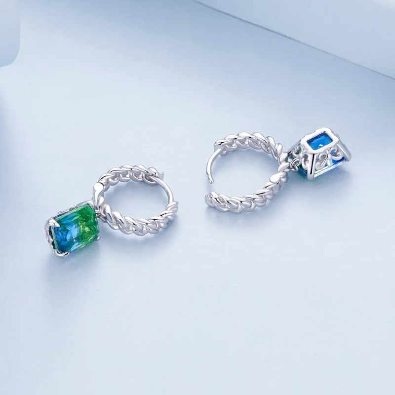 (image for) Pandora Style Chain Hoop Earrings - BSE887 - View 4