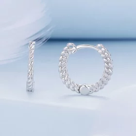 Pandora Style Chain Hoop Earrings - BSE906 Pandora Style Chain Hoop Earrings - BSE906
