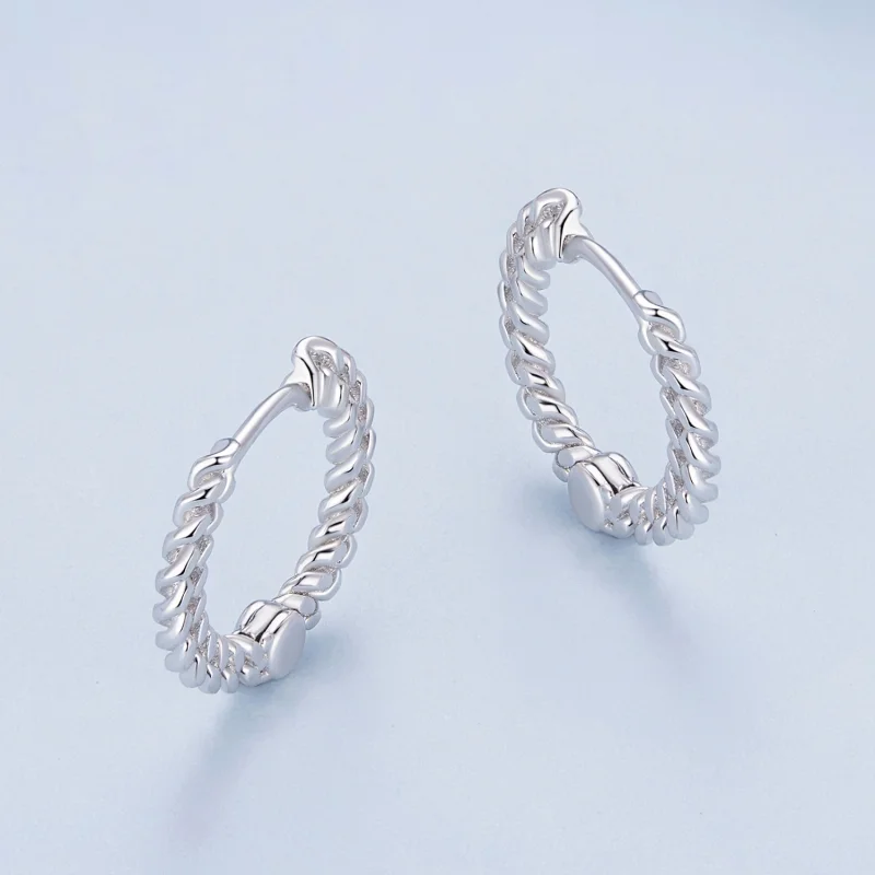 (image for) Pandora Style Chain Hoop Earrings - BSE906 - View 3