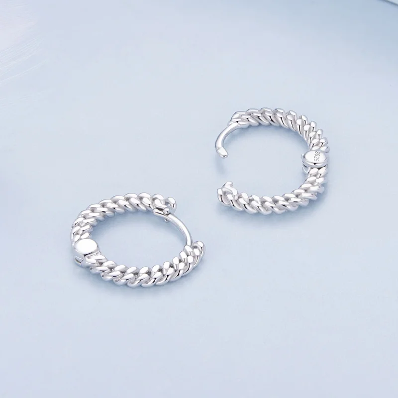 (image for) Pandora Style Chain Hoop Earrings - BSE906 - View 4