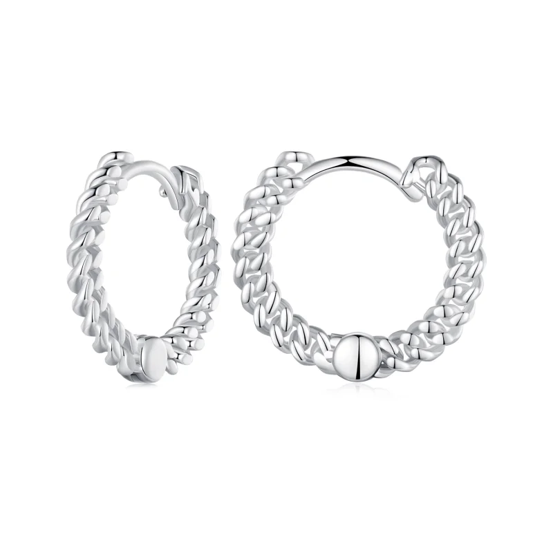 (image for) Pandora Style Chain Hoop Earrings - BSE906 - Product Image
