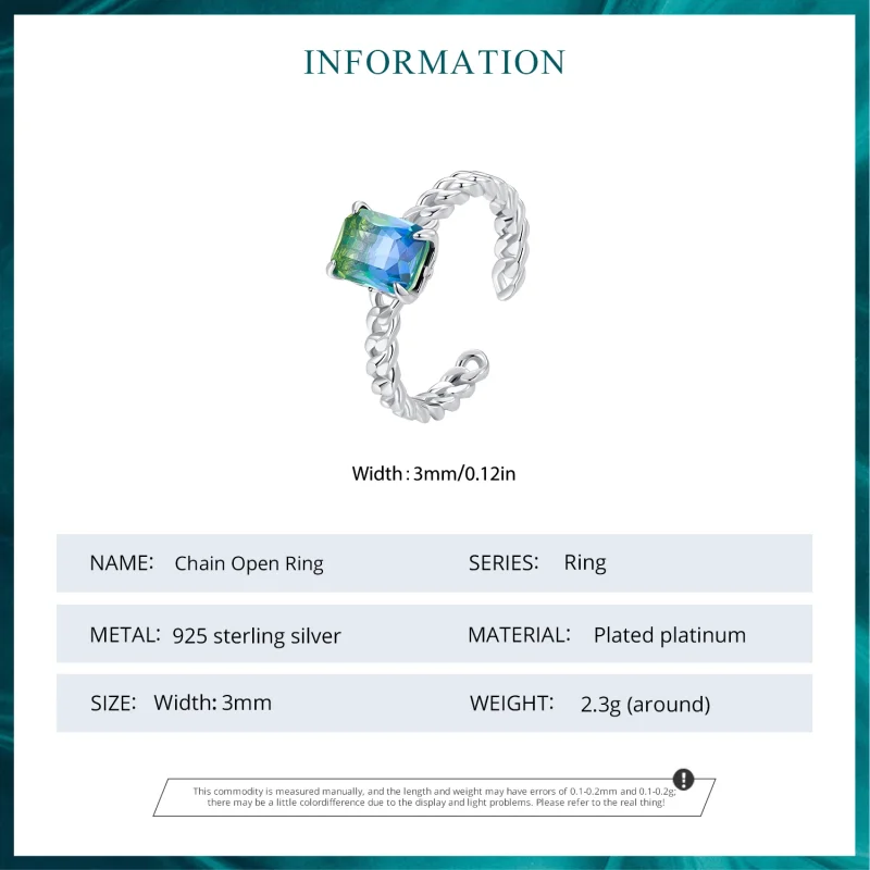 (image for) Pandora Style Chain Open Ring - BSR476-E - View 6