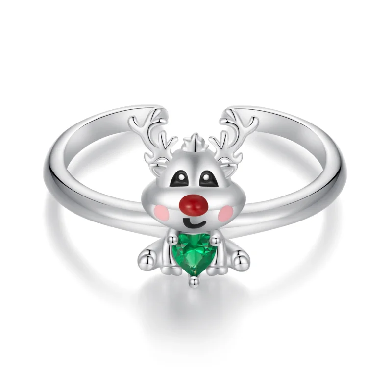 (image for) Pandora Style Christmas Reindeer Open Ring - BSR493-E - Product Image