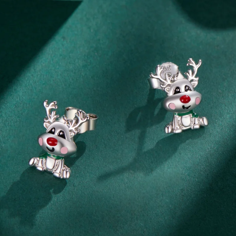 (image for) Pandora Style Christmas Reindeer Studs Earrings - BSE920 - View 4