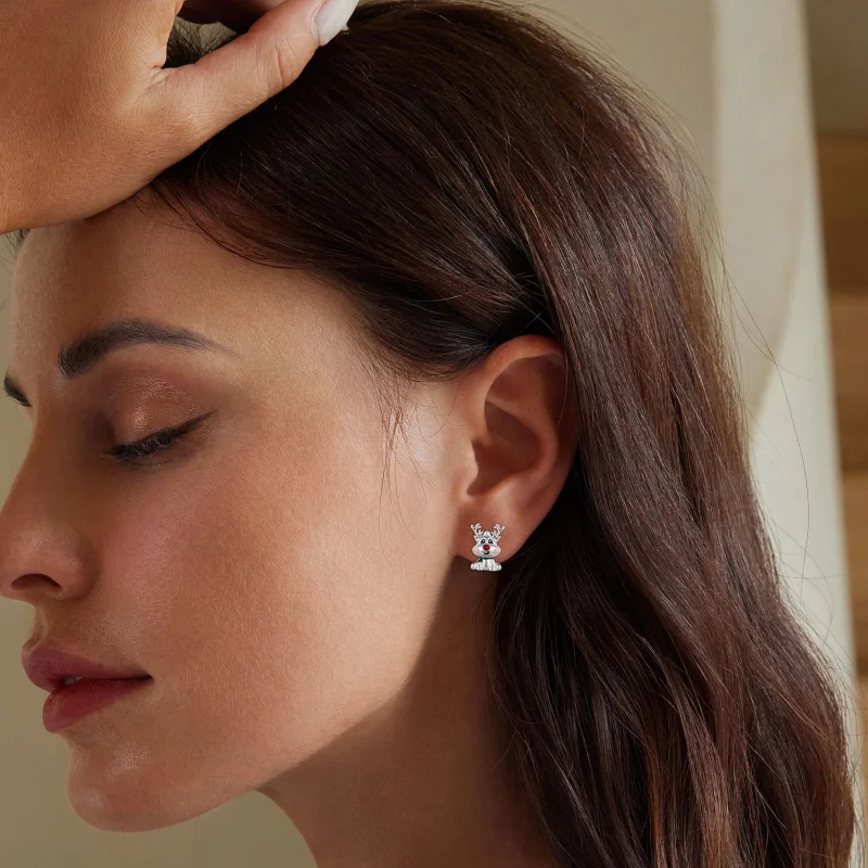 (image for) Pandora Style Christmas Reindeer Studs Earrings - BSE920 - View 6