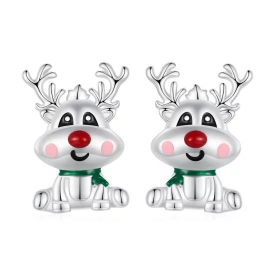 Pandora Style Christmas Reindeer Studs Earrings - BSE920