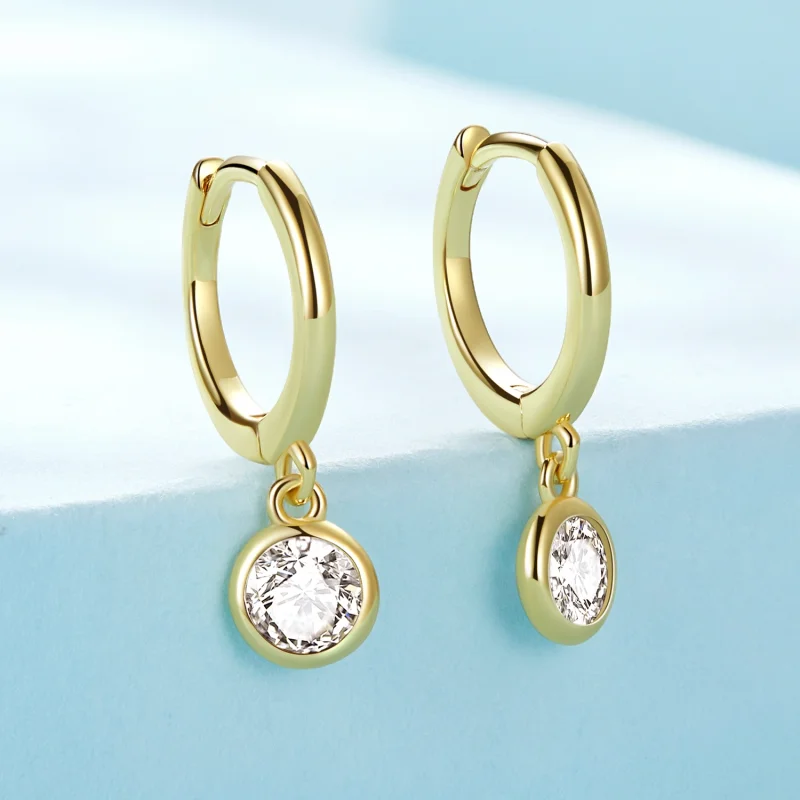 (image for) Pandora Style Circle Zirconia Hoop Earrings - SCE830-B - View 2