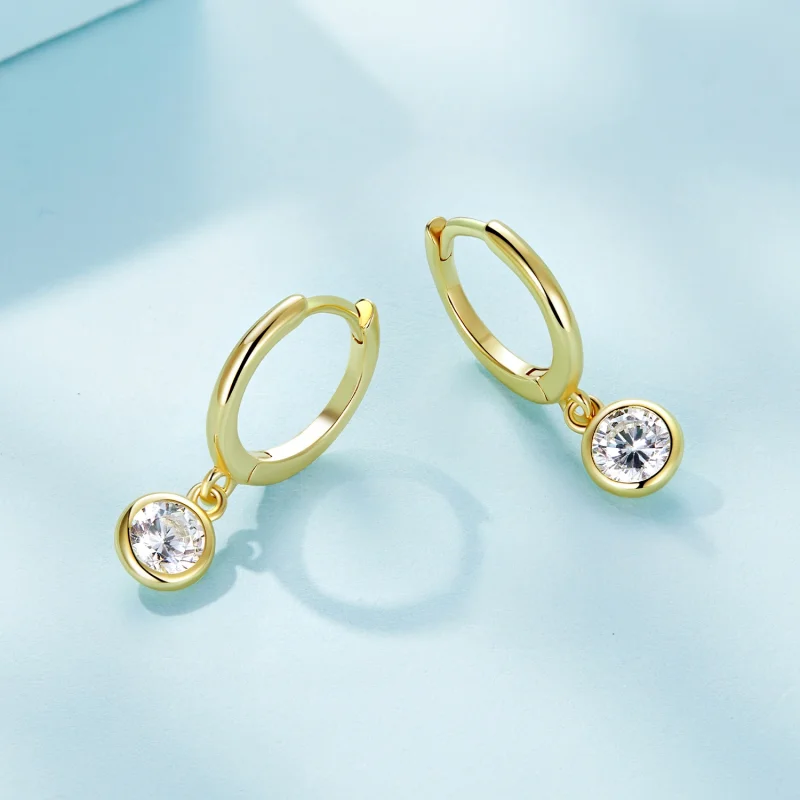 (image for) Pandora Style Circle Zirconia Hoop Earrings - SCE830-B - View 3