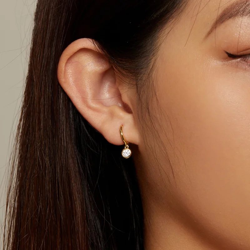 (image for) Pandora Style Circle Zirconia Hoop Earrings - SCE830-B - View 5