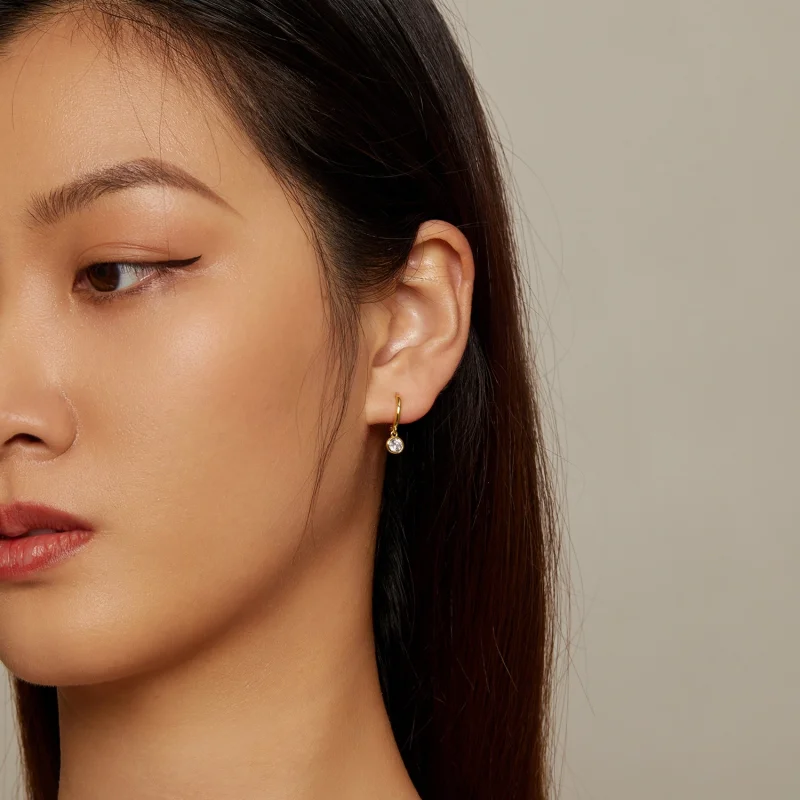 (image for) Pandora Style Circle Zirconia Hoop Earrings - SCE830-B - View 6