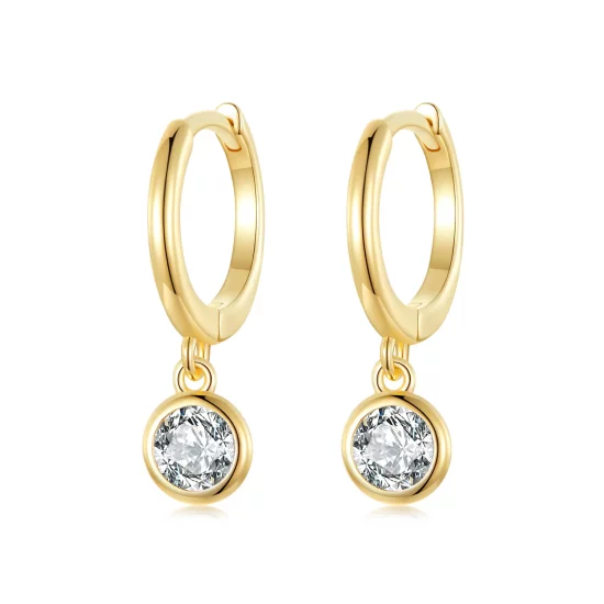 Pandora Style Circle Zirconia Hoop Earrings - SCE830-B