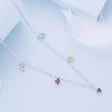 Pandora Style Colorful Heart Necklace - BSN320