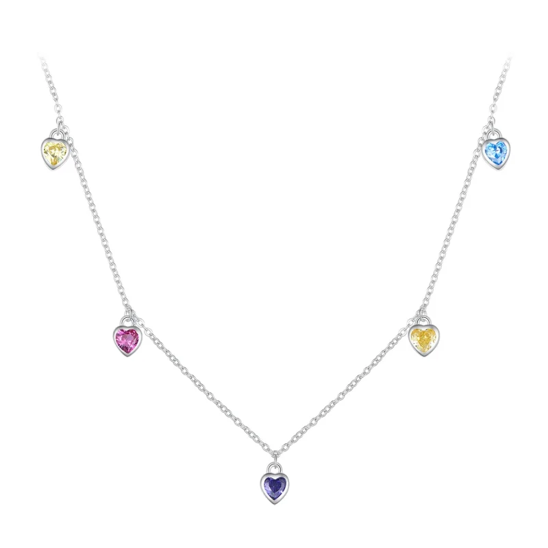 (image for) Pandora Style Colorful Heart Necklace - BSN320 - Product Image