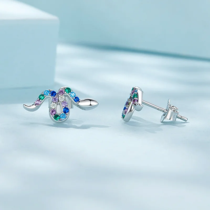 (image for) Pandora Style Colorful Snake Studs Earrings - SCE1633 - View 4