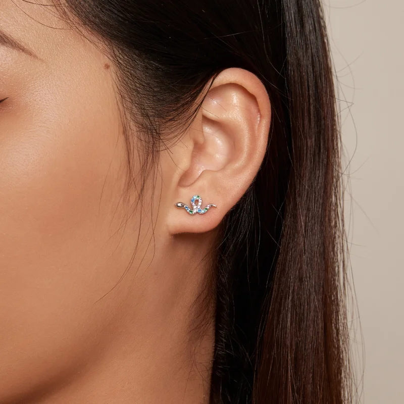 (image for) Pandora Style Colorful Snake Studs Earrings - SCE1633 - View 6