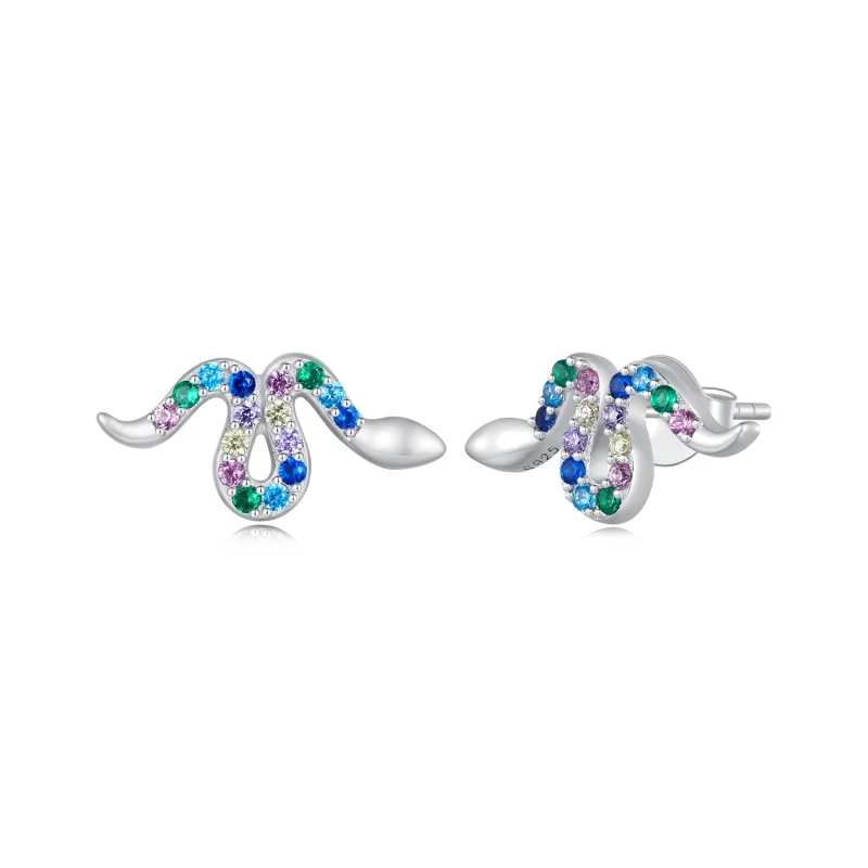 (image for) Pandora Style Colorful Snake Studs Earrings - SCE1633 - Product Image