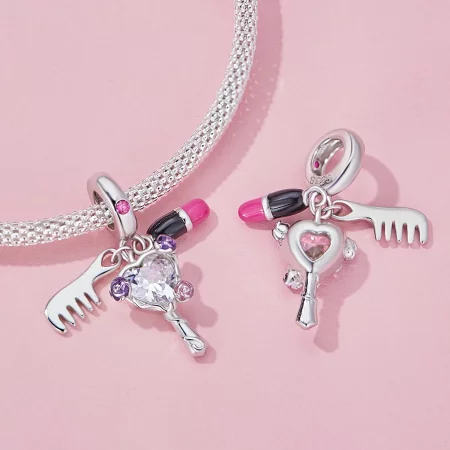 Pandora Style Comb, lipstick and mirror Dangle - SCC2474