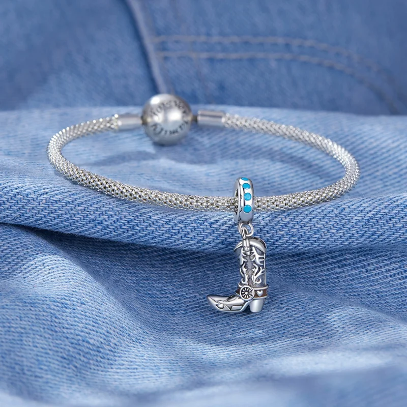 (image for) Pandora Style Cowboy Leather Boots Dangle - SCC2566 - View 3