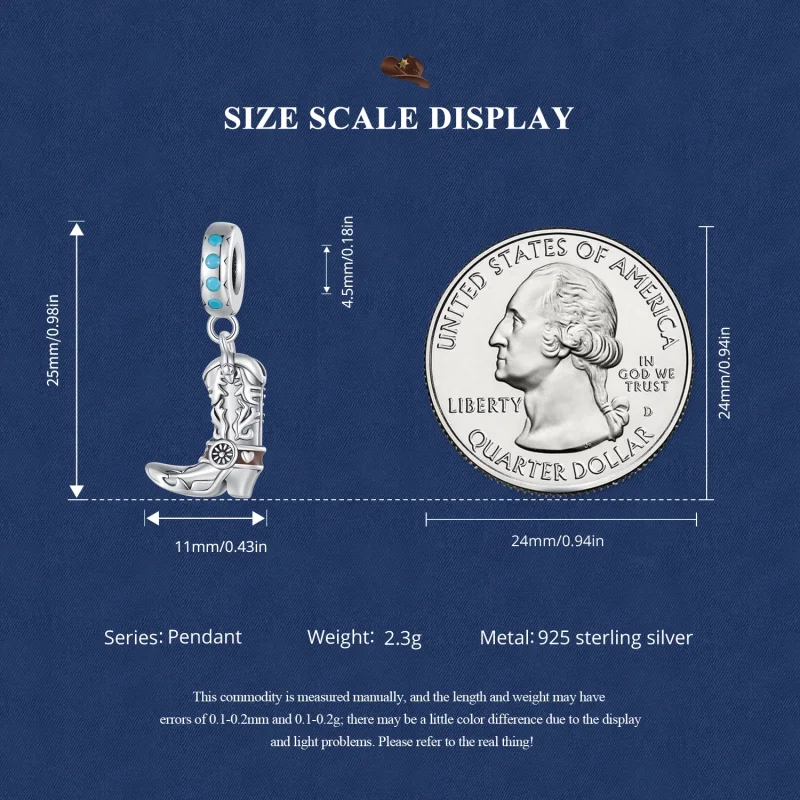 (image for) Pandora Style Cowboy Leather Boots Dangle - SCC2566 - View 7