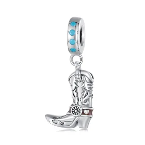 (image for) Pandora Style Cowboy Leather Boots Dangle - SCC2566