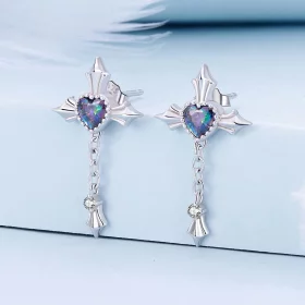 Pandora Style Cross Chain Studs Earrings - BSE912 Pandora Style Cross Chain Studs Earrings - BSE912