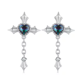 Pandora Style Cross Chain Studs Earrings - BSE912 Pandora Style Cross Chain Studs Earrings - BSE912