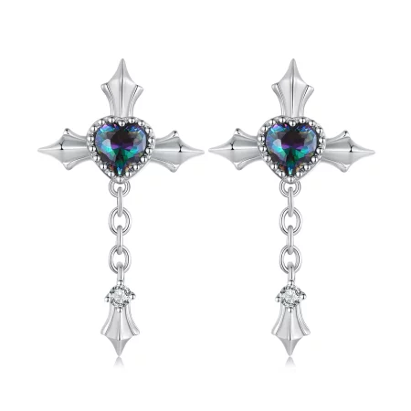 Pandora Style Cross Chain Studs Earrings - BSE912