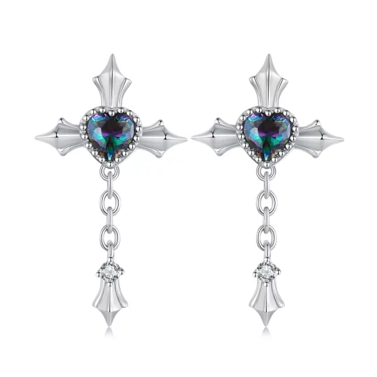 Pandora Style Cross Chain Studs Earrings - BSE912