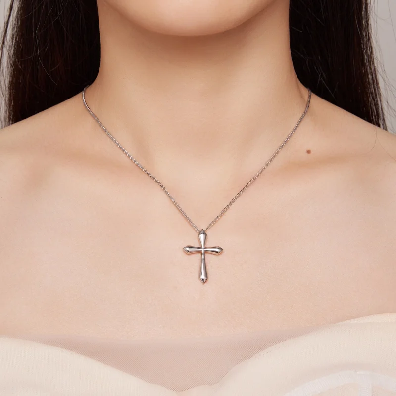 (image for) Pandora Style Cross Chopin Necklace - BSN304 - View 5