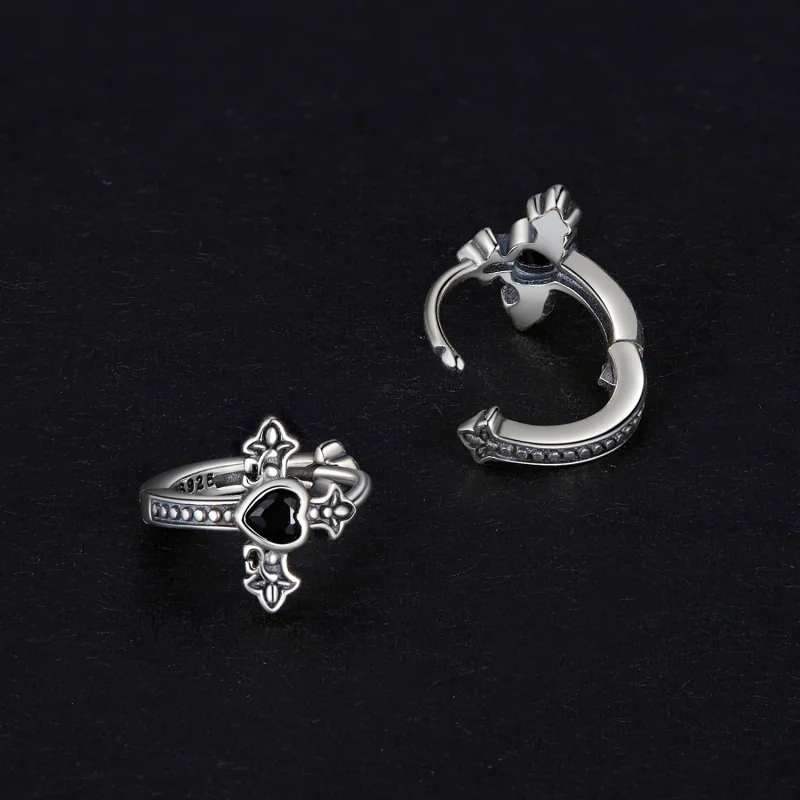 (image for) Pandora Style Cross Hoop Earrings - SCE1642 - View 4